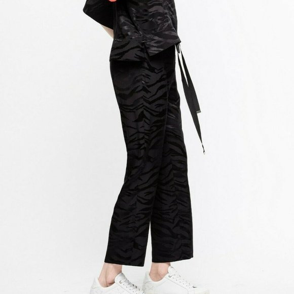 NWT Zadig & Voltaire Pop Jacquard Tigre Silk Pants Black Size Small 36 - Picture 4 of 6